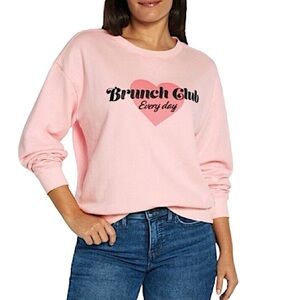 Wildfox Sweatshirt pink ‘Brunch Club Everyday’ NWT size Large
